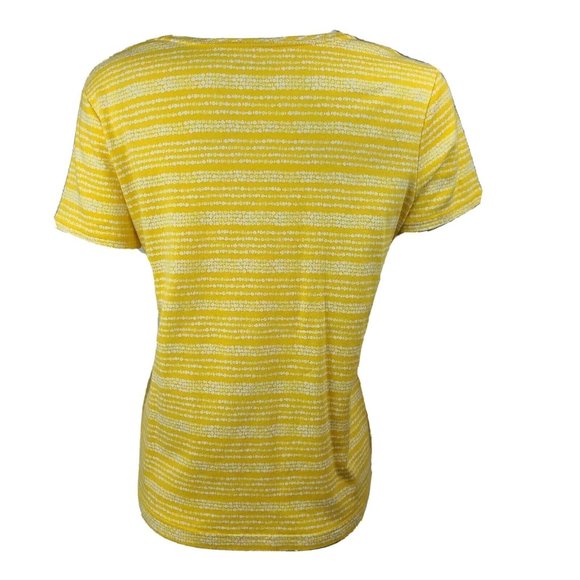 Croft & Barrow Top Womens Size M Medium Yellow White Short Sleeve Classic Tee - Picture 3 of 7